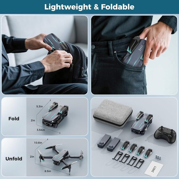 Drone Camera 1080P HD FPV Camera, ne Key Take Off/Land, Altitude Hold, 360 Flip - Picture 3 of 8